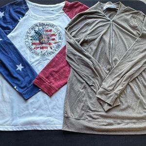 Lot of 2 Women’s Miss Look Quarter Zip and Long Sleeve Shirt Size Medium